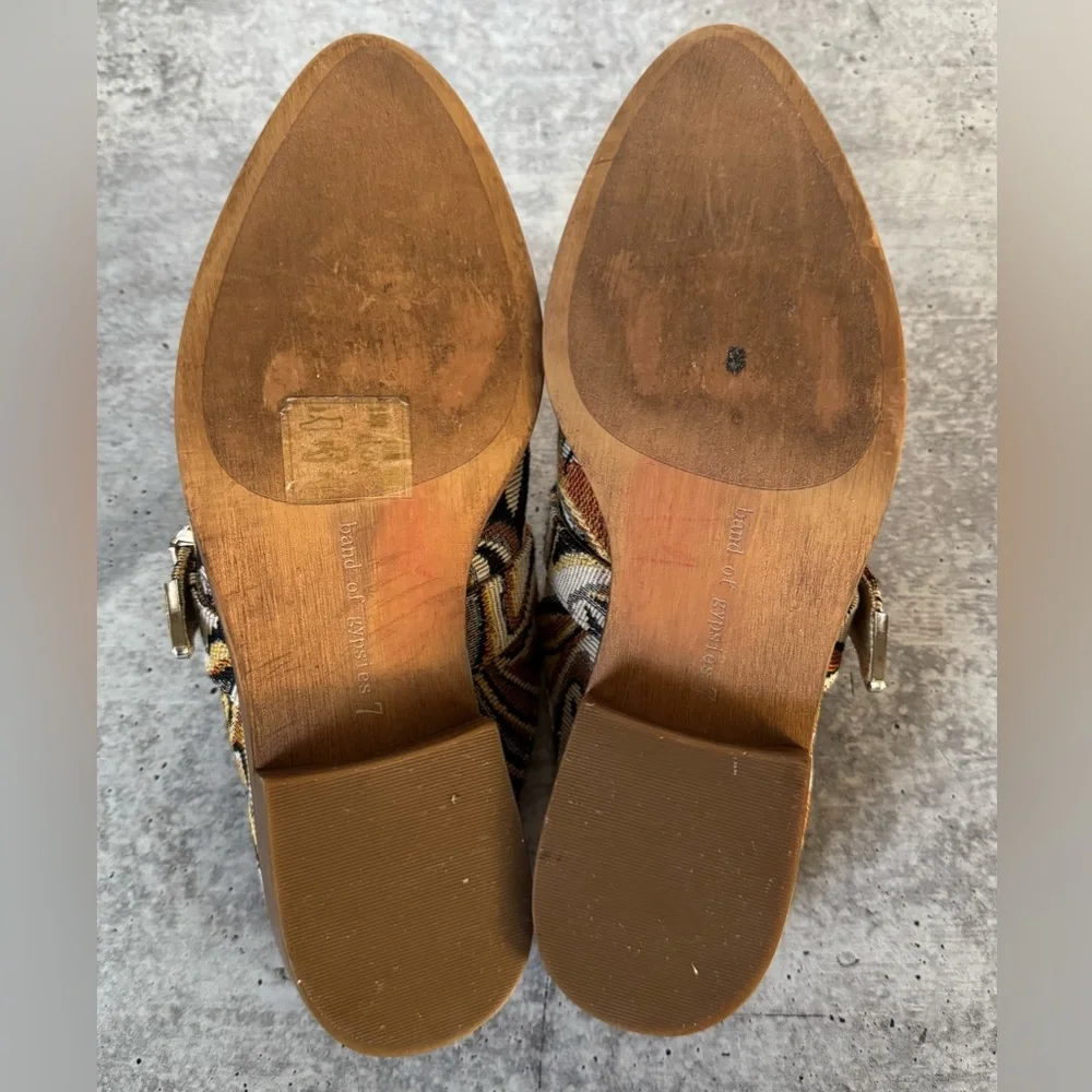 Band Of Gypsies Greta Mules Tapestry Slip-On Buckle brown Size 7 - Picture 9 of 10